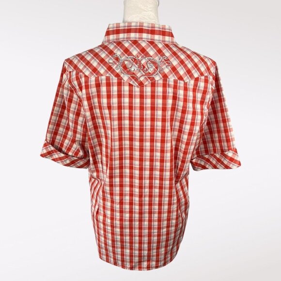 Bit & Bridle Plaid Western Shirt Snap Front Embroidered Yoke Country Cowgirl Sma - Picture 5 of 9